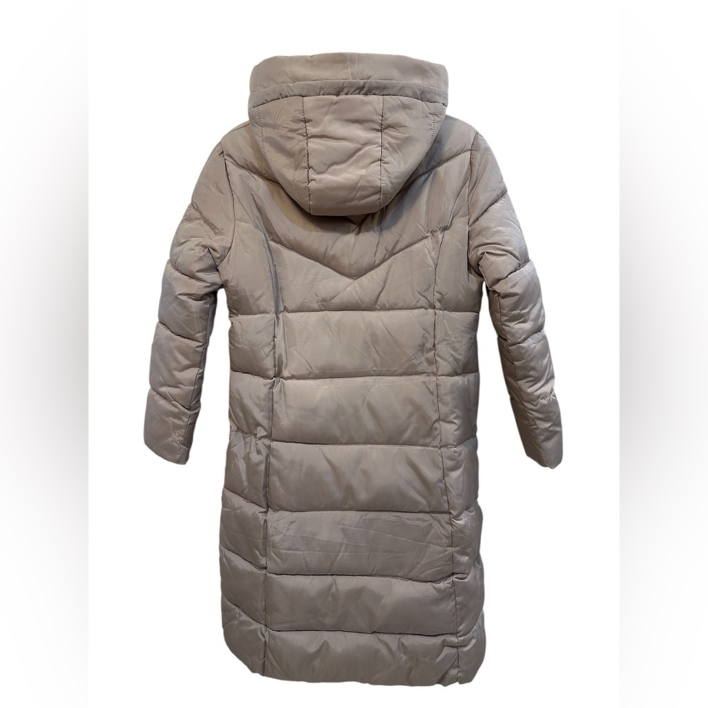 Qinruiyu Long Tan Puffer Coat with Hood Size Extra Small/Small New With Tags - Picture 5 of 15